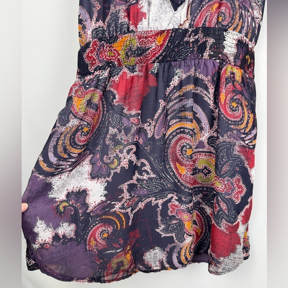 Free People Falling For Georgette Dress  Sleeveless Pockets Paisley Size XS - Picture 6 of 12